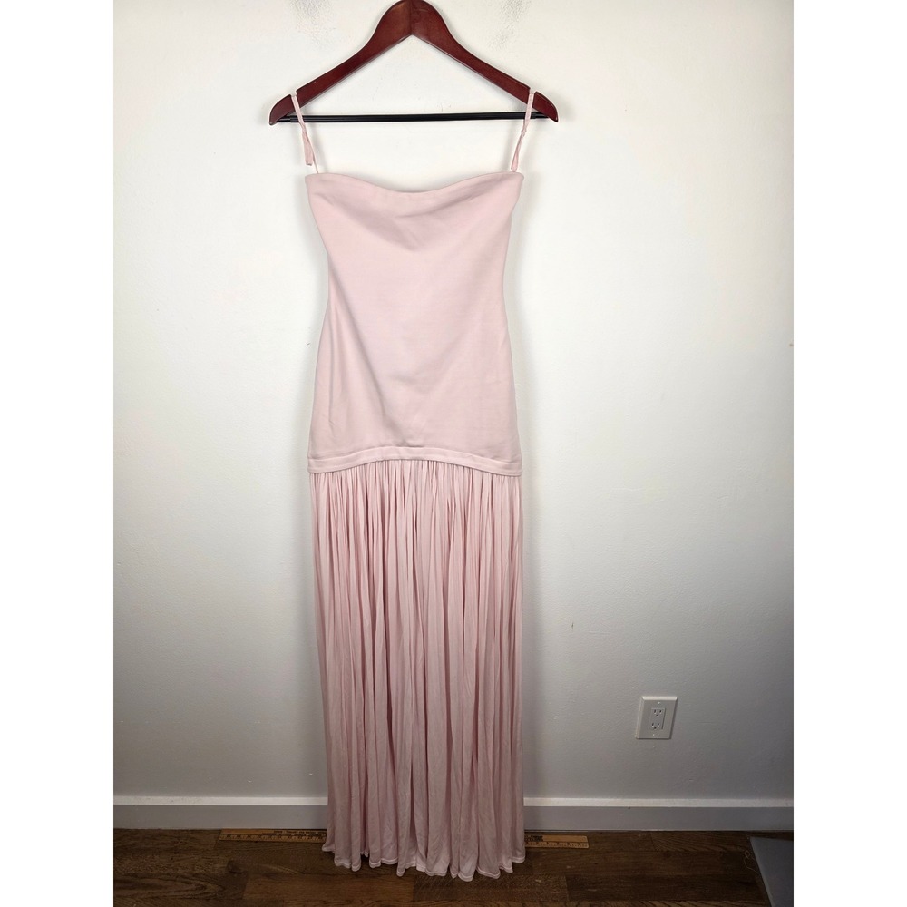 Helsa Naomi Strapless Pleated Maxi Gown Blush Pink Size S NWT